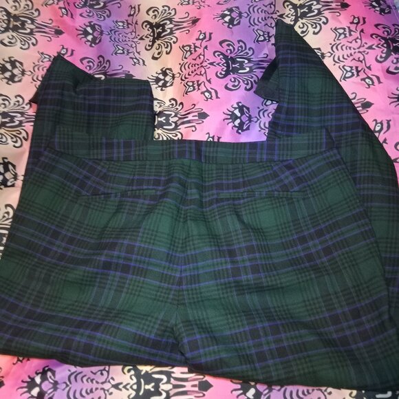 Talboys Green Purple Black Plaid Trousers - Picture 5 of 8